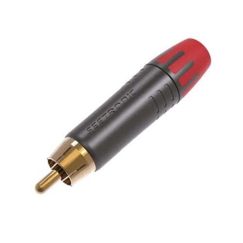 MT380-2 Conector RCA macho profesional negro funda roja