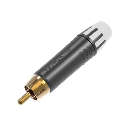 MT380-9 Conector RCA macho profesional negro funda blanca