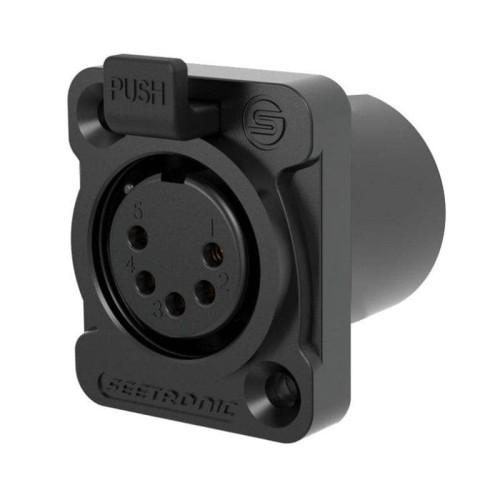K5F2C-W-B / IP65 XLR 5 - Conector hembra con clavija, carcasa negra, contacto dorado