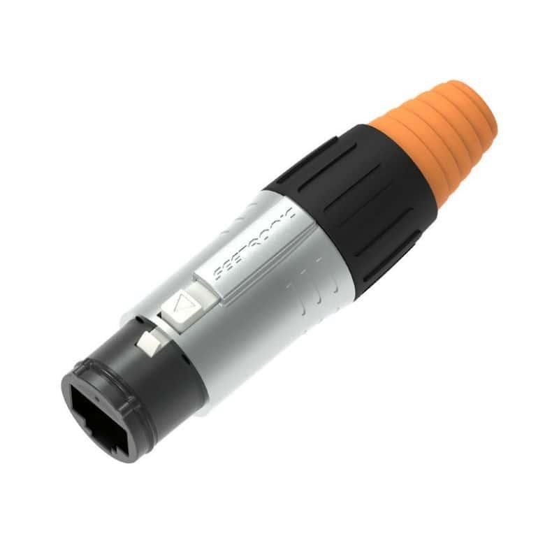 SE8FC Conector portabables RJ-45 hembra cromado IP65